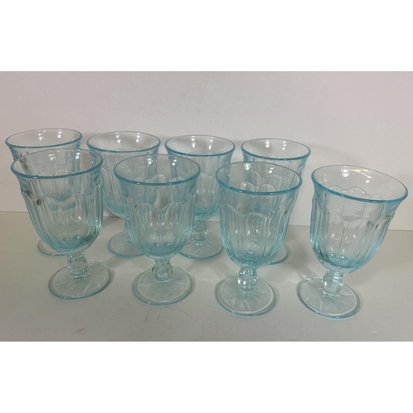 Noritake Other - Noritake Azure Provincial Water Goblets 6.25" Light/Sky Blue Set Of‎ 8 Vtg 70s